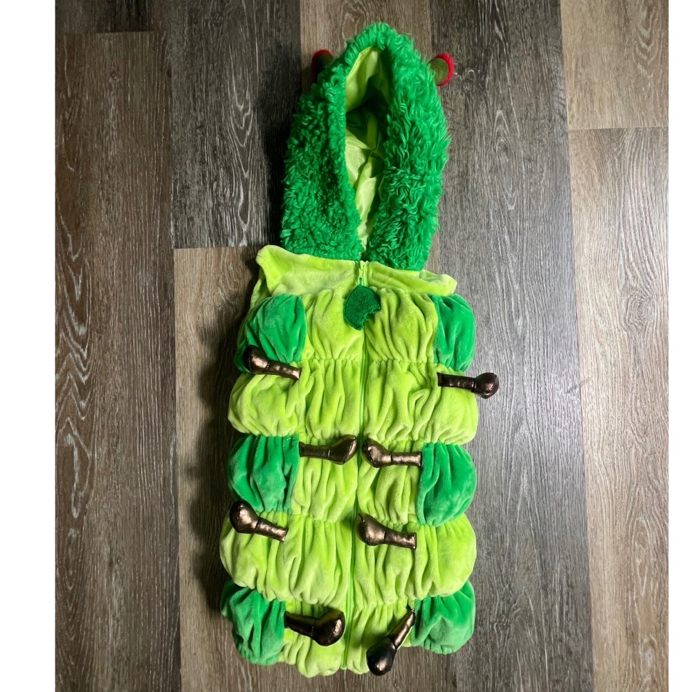 Dream Play Imagine Caterpillar Costume Toddler 2T Green Plush Hooded Zip Up